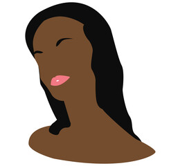 Black colored afroamerican woman portrait shape silhouette with pink lips and black eyebrows in abstract style