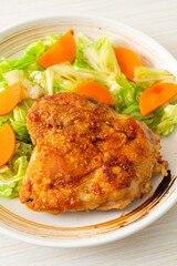 teppanyaki chicken steak with cabbage and carrot