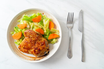 teppanyaki chicken steak with cabbage and carrot