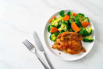 chicken steak with broccoli and carrot