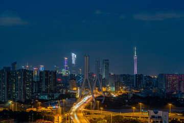 Fototapeta premium Guangzhou city buildings skyline night view