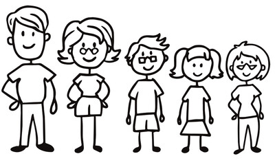 Silueta de familia con cinco integrantes