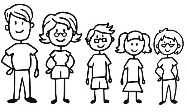 Silueta de familia con cinco integrantes