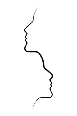 Portrait of two girls drawn in one continuous line