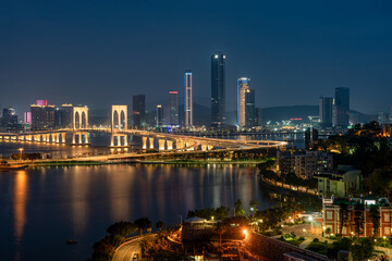 Fototapeta na wymiar Cityscape of Macau, China, West Bay Bridge