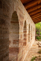 ancient corridor of the stone battle fortress in perspective, Oreshek Fortress, Shlisselburg,...