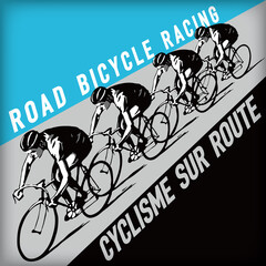 Road Bicycle Racing Vector Illustration/ cyclisme sur route - 自転車ロードレースイラスト - obrazy, fototapety, plakaty