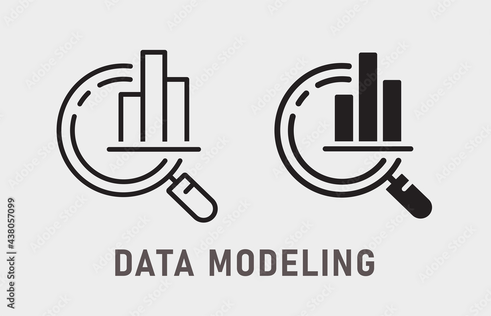 Poster data modeling icon on white background. vector illustration.