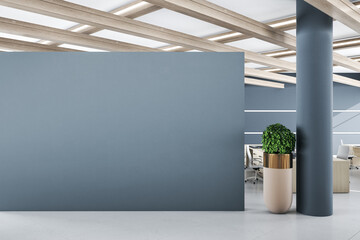 Modern concrete office interior with mockup wall. 3D Rendering.