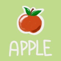 illustration of an apple with label. Poster design. Handdrawn 