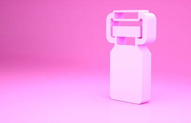 Pink Can container for milk icon isolated on pink background. Minimalism concept. 3d illustration 3D render