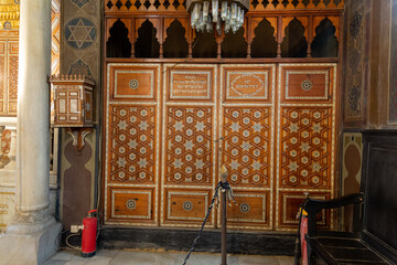 Interior of Ben-Ezra synagogue in old city (medina) of Cairo - obrazy, fototapety, plakaty