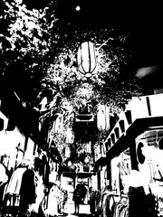 Obraz premium Japanese style shophouses Illustrations creates an impressionist style of painting.