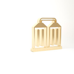 Gold Granary icon isolated on white background. Silo with grain, elevator, granary, factory. Warehouse of grain crops. 3d illustration 3D render