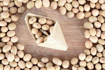 Soybeans and small paper boats