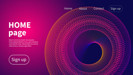 Layout of websites home page with abstract spiral shape