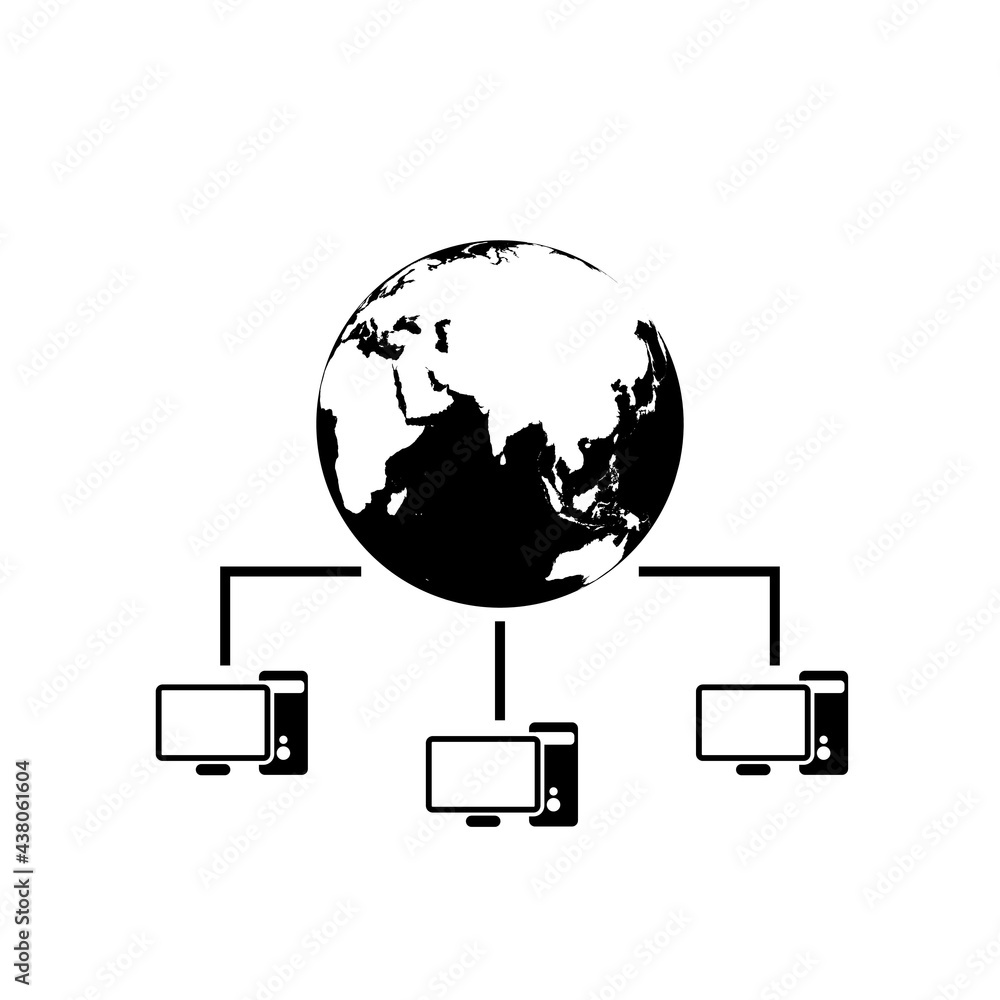 Poster computer network icon isolated on white background