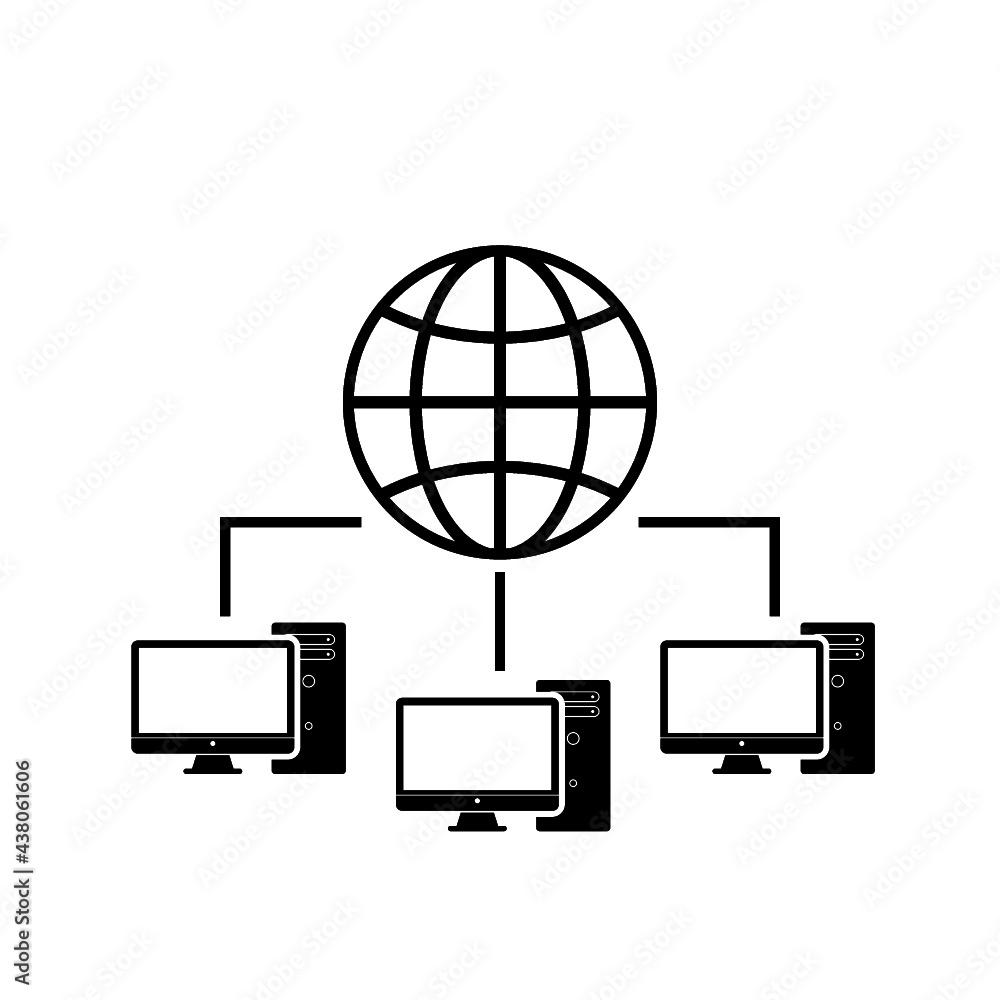 Poster computer network icon isolated on white background