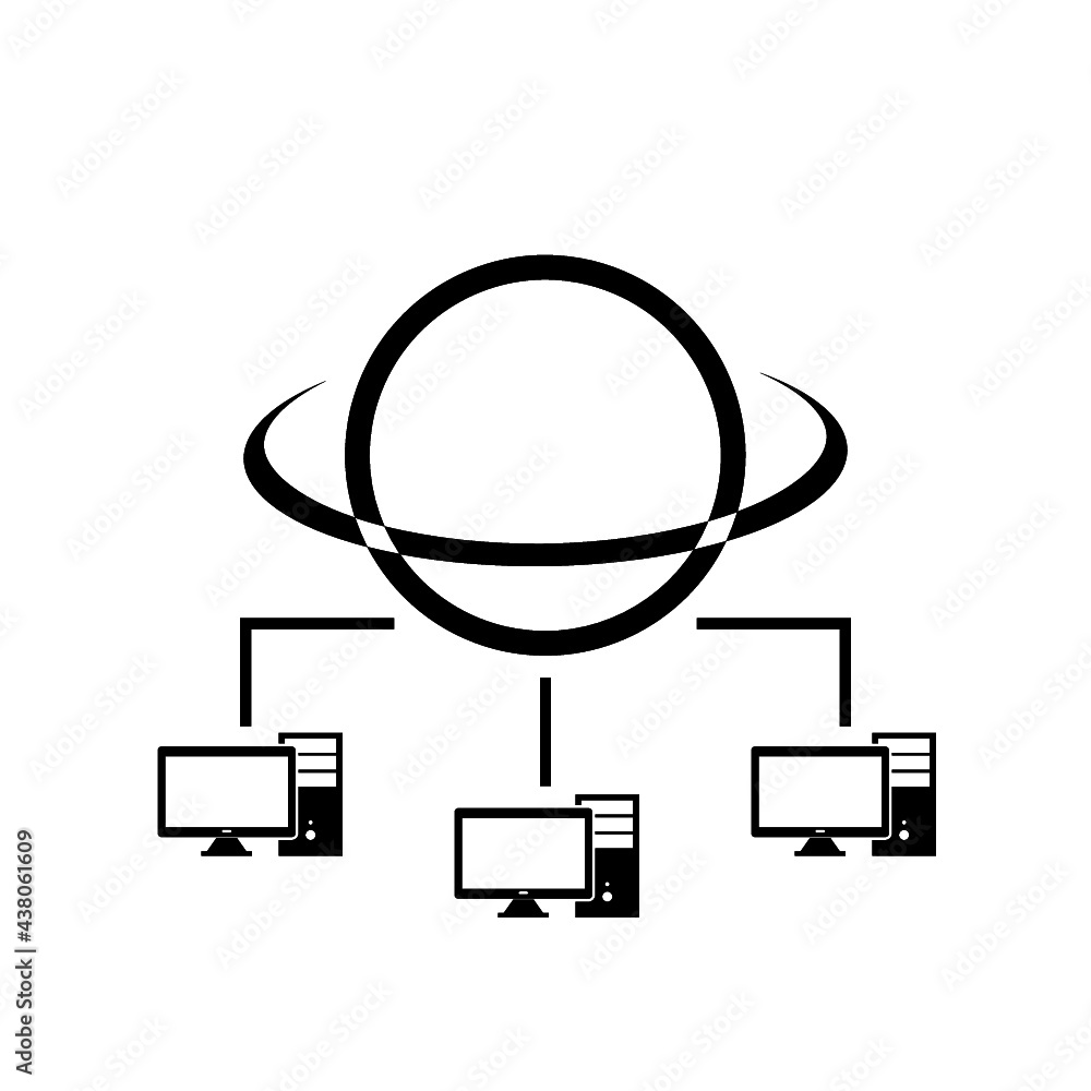 Poster computer network icon isolated on white background