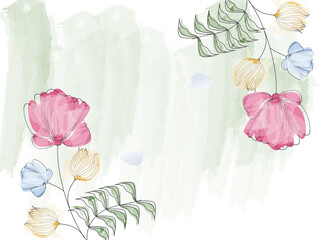 Watercolor Effect Floral Abstract Background.