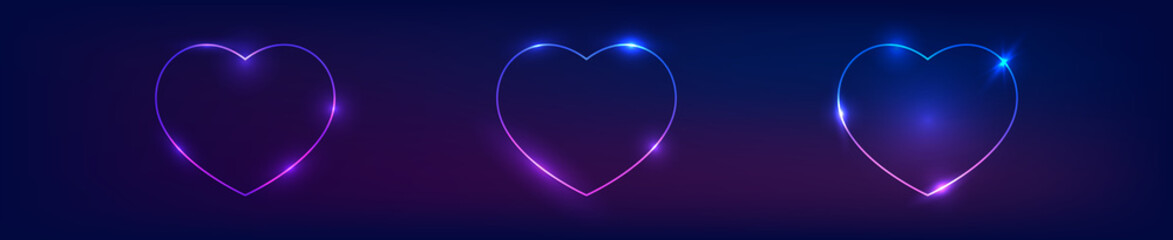 Neon frame in heart form with shining effects
