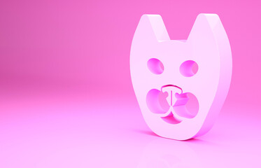 Pink Cat icon isolated on pink background. Minimalism concept. 3d illustration 3D render