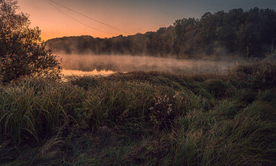 Summer moring among fields