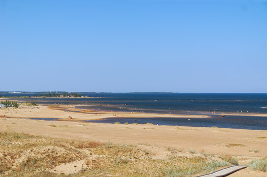 Kalajoki beach at summer with distant people 