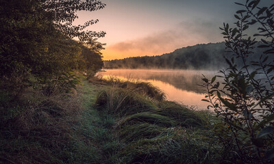 Summer moring among fields