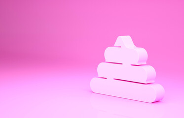 Pink Shit icon isolated on pink background. Minimalism concept. 3d illustration 3D render