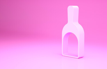 Pink Dustpan icon isolated on pink background. Cleaning scoop services. Minimalism concept. 3d illustration 3D render