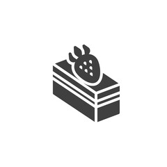 Piece of strawberry cake vector icon