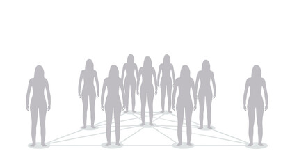 Women silhouettes connections. vector illustration