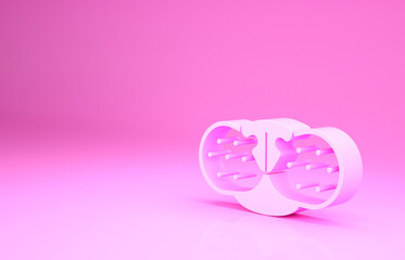 Pink Cat nose icon isolated on pink background. Minimalism concept. 3d illustration 3D render