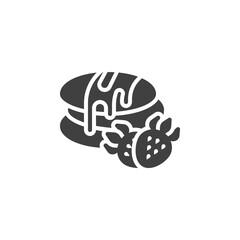 Pancakes with chocolate and strawberry vector icon