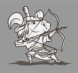 Chinese zodiac animal cartoon. Coloring page with goat hand drawn character. Vector Design for your greetings card, flyers, invitation, posters, brochure, banners, calendar