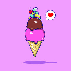 Ice cream cartoon vector icon illustration. dessert food icon concept isolated vector. flat cartoon style