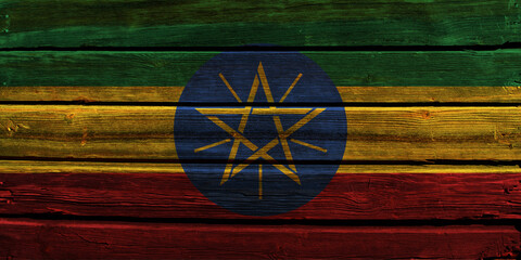 3D Flag of Ethiopia on wood