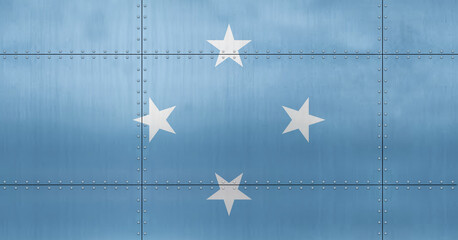 3D Flag of Federated States of Micronesia on metal
