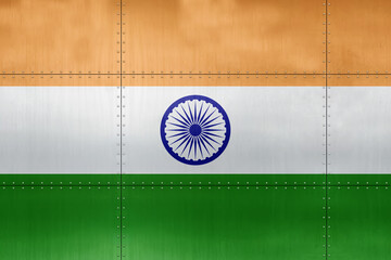 3D Flag of India on metal