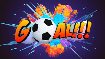 Awesome exploding goal word with soccer ball