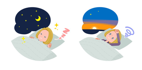 安眠・不眠の金髪ビジネス女性のセット
