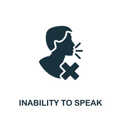 Inability To Speak icon. Monochrome simple element from coronavirus symptoms collection. Creative Inability To Speak icon for web design, templates, infographics and more