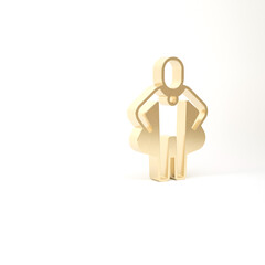 Gold Head hunting icon isolated on white background. Business target or Employment sign. Human resource and recruitment for business. 3d illustration 3D render