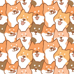 Seamless Pattern of Cute Shiba Inu Dog Illustration Design