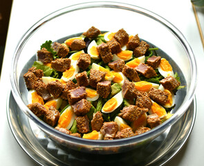 healthy tuna salad with wild asparagus, eggs and avocados. The tuna was coated with soy sauce, sesame seeds and cooked very quickly. So good !