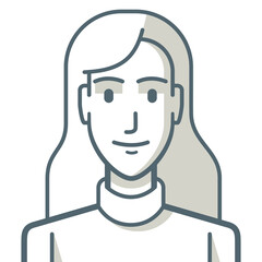 Avatar of young woman smiling. Illustration of a young woman with a happy expression. The drawing is made with simple lines.