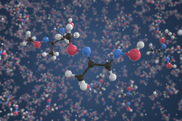 Molecule of dimethylglyoxime, ball-and-stick molecular model. Scientific 3d rendering