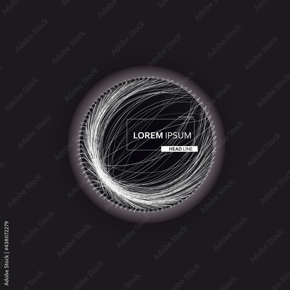 Poster abstract vector background, round futuristic wavy. circle shape. chaotic lines. abstract wave