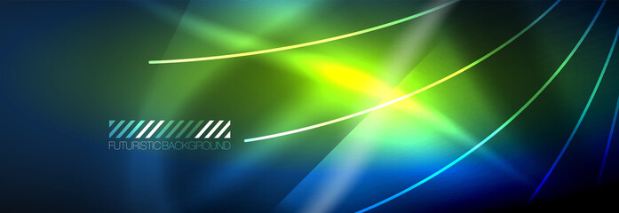 Naklejka premium Neon dynamic beams vector abstract wallpaper background. Wallpaper background, design templates for business or technology presentations, internet posters or web brochure covers